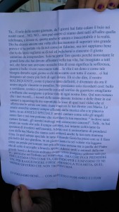 La lettera degli amici di Antonio