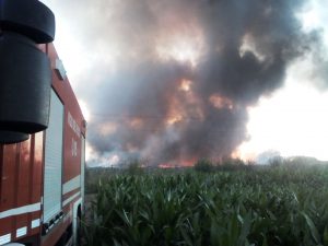 Afragola, l'incendio del campo discarica dei rom 